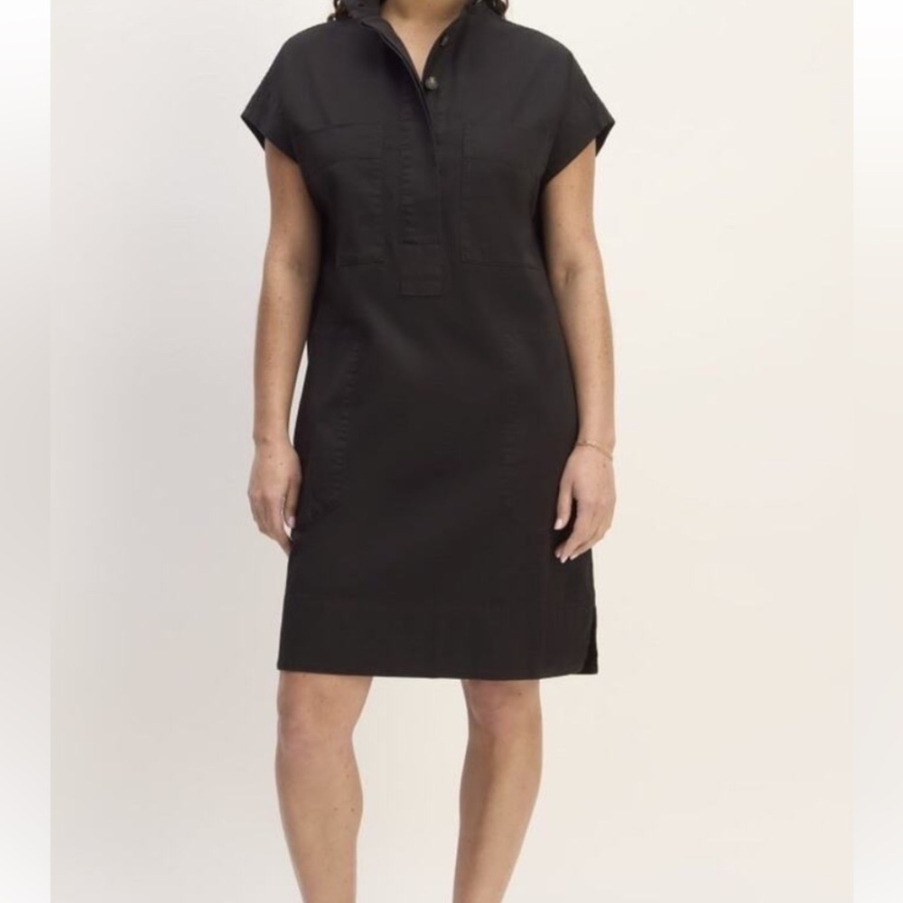 NWT Everlane Black The Easy Workwear shirt Dress Black Organic Cotton size XXS
